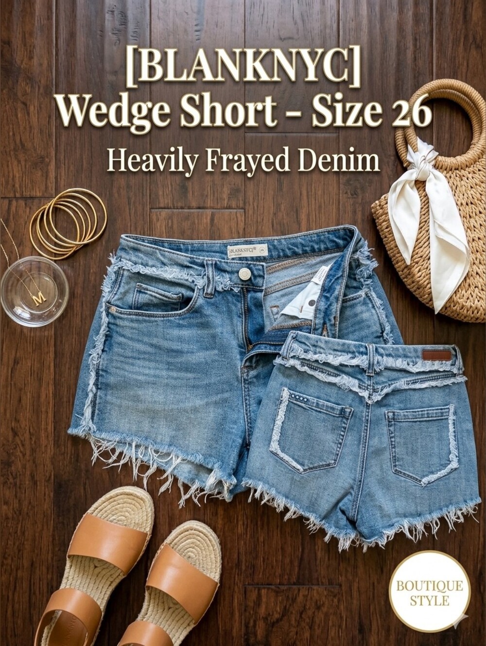 BLANKNYC Wedge Short Size 26 Light Wash Distressed Cutoff Jean Shorts